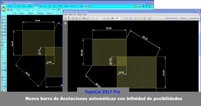 TopoCal 2022 3D CAD Mdt replanteo cubicar acopio volumen plataforma laz dron  Nueva barra de Acotaciones autom�ticas con infinidad de posibilidades